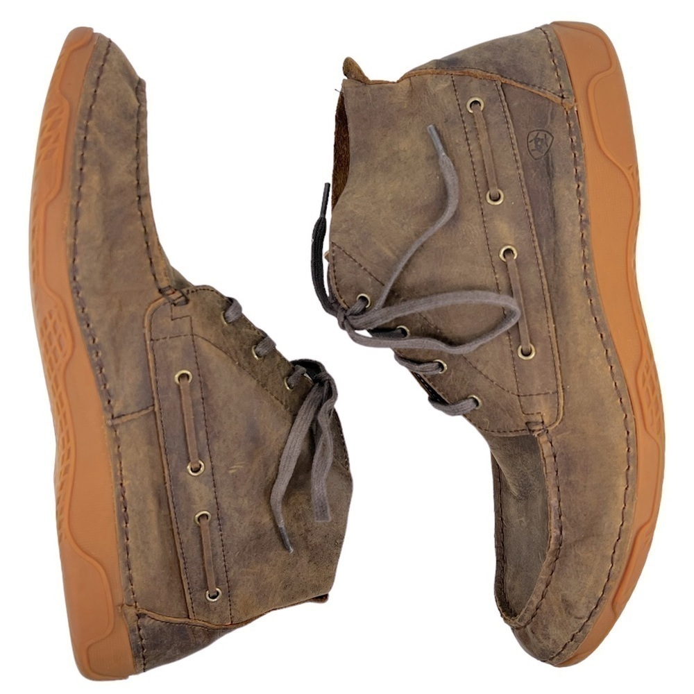 Ariat Holbrook Men’s Brown Leather Laced Up Chukka Boots - Picture 6 of 16
